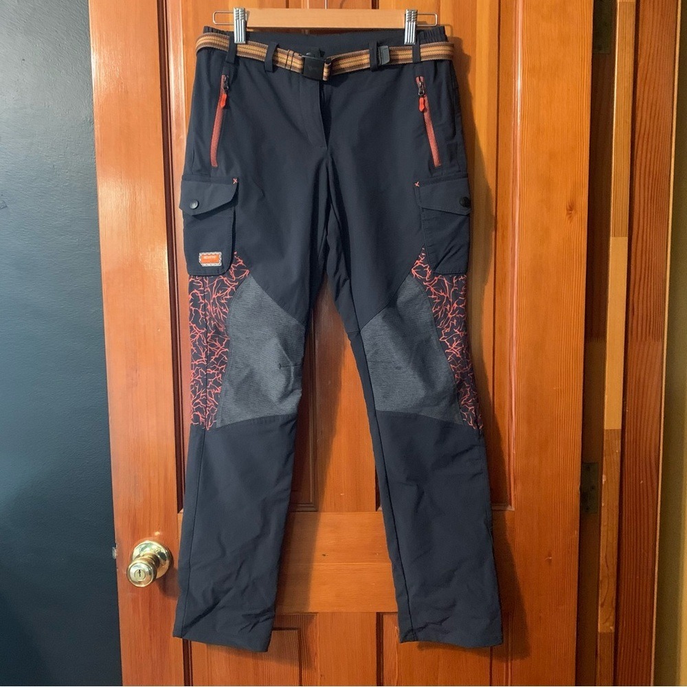 Women’s Black Outdoor Cargo Pants with Coral Accents